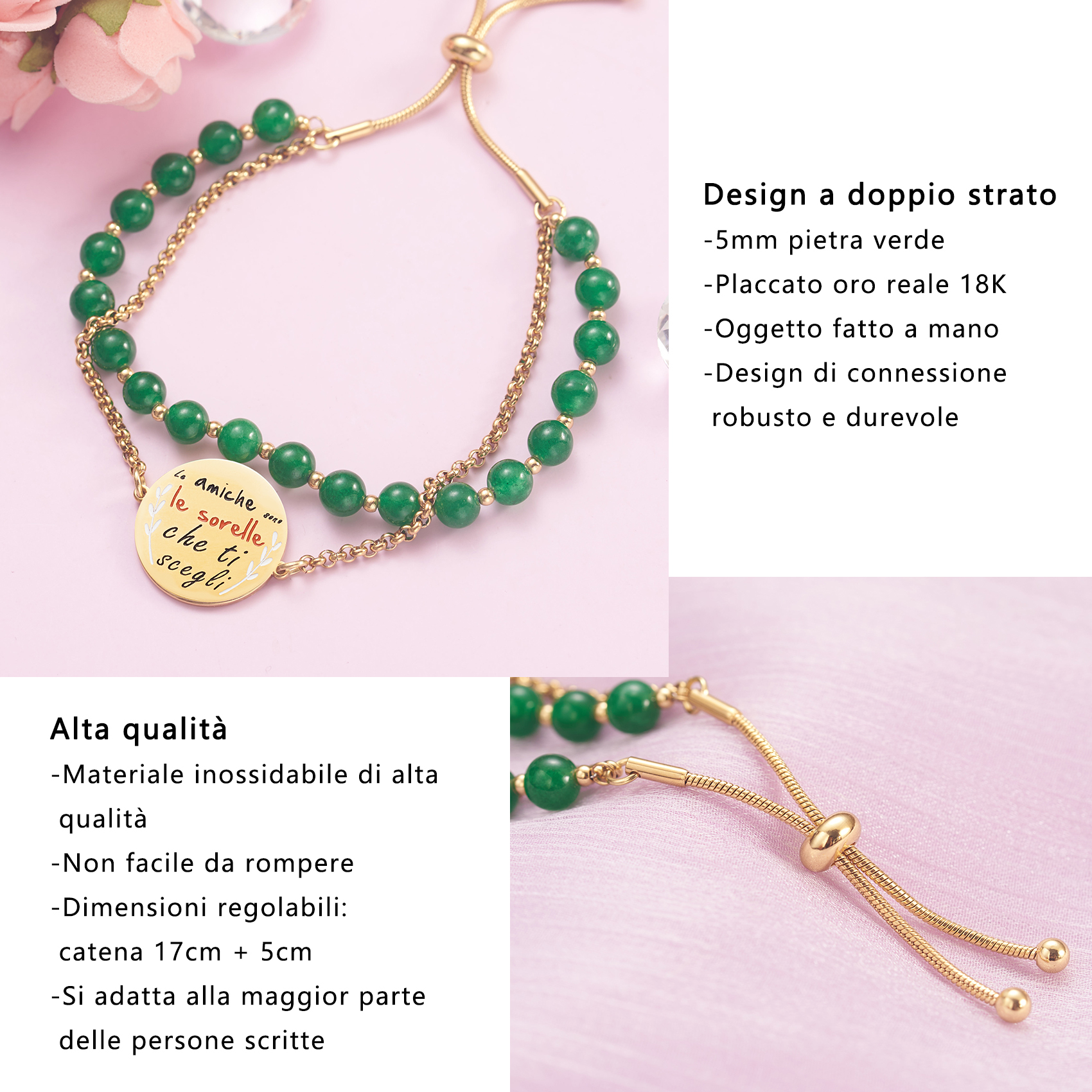 LParkin Bracciale Amicizia Acciaio Inox Regolabile, Regalo Amica Originale Compleanno Laurea Amicizia Gioielli