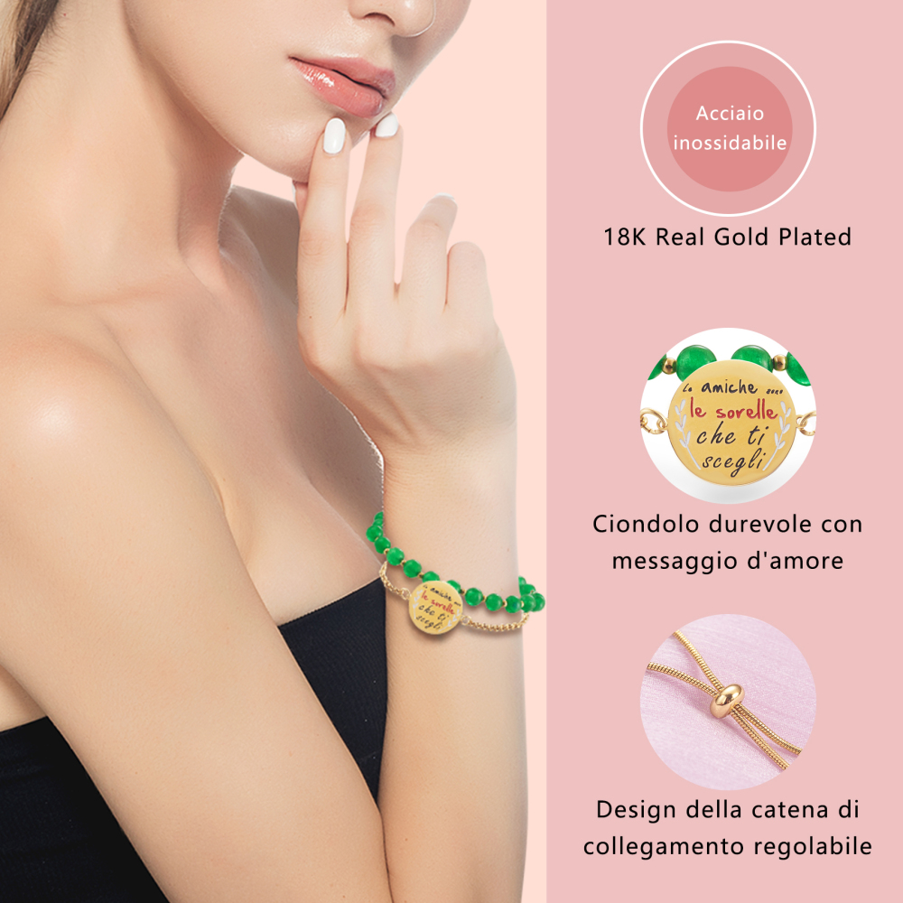 LParkin Bracciale Amicizia Acciaio Inox Regolabile, Regalo Amica Originale Compleanno Laurea Amicizia Gioielli
