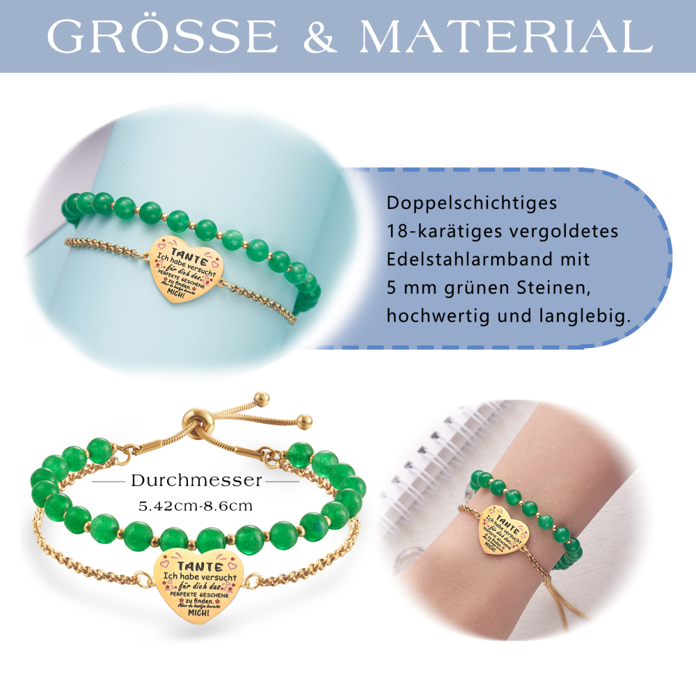 LParkin Doppelt Geperlt Tante Armband Rostfreier Stahl Einstellbar, Tante Geschenk Weihnachts Geburtstag, Tante Schmuck