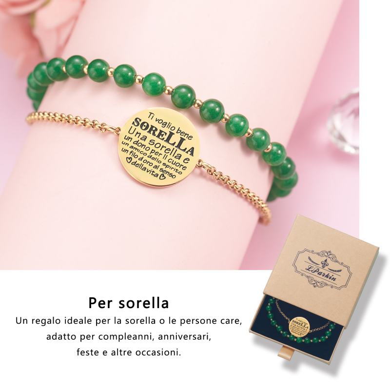 LParkin Bracciali Sorelle Acciaio Inox Regolabile, Sorella Maggiore Sorella Minore Regalo, Regalo Compleanno Anniversario Natale