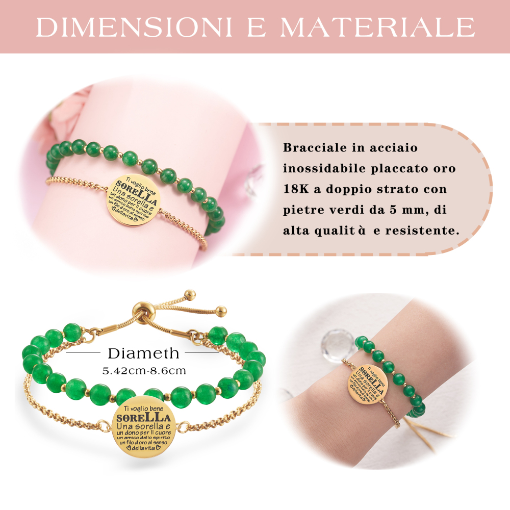 LParkin Bracciali Sorelle Acciaio Inox Regolabile, Sorella Maggiore Sorella Minore Regalo, Regalo Compleanno Anniversario Natale