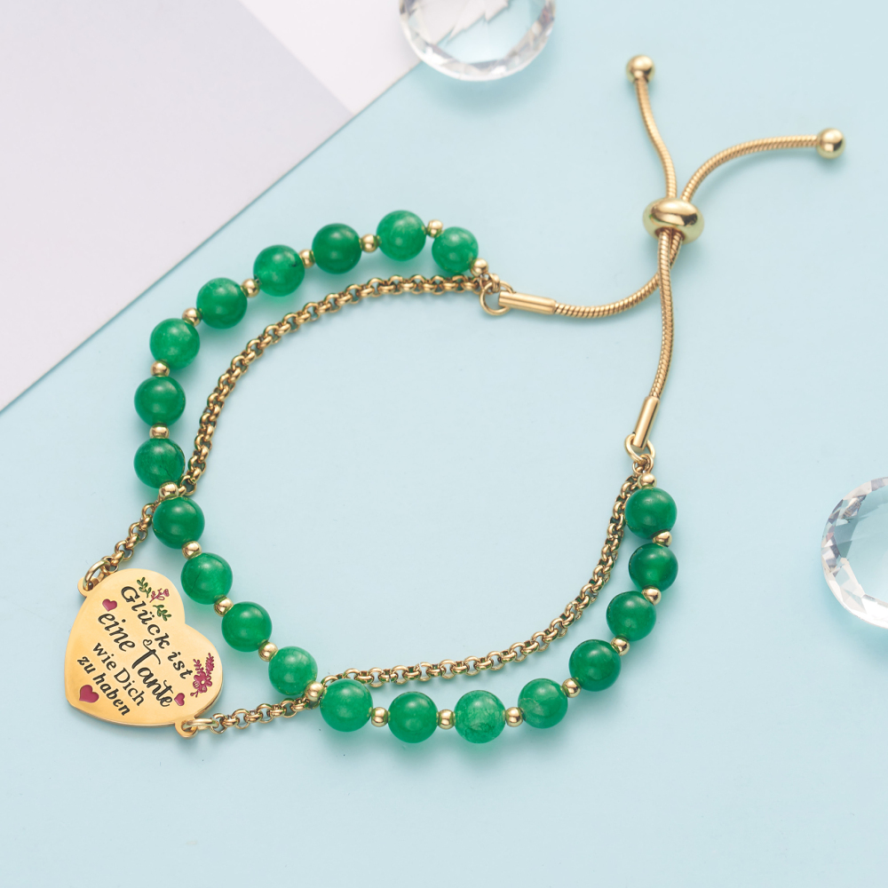 LParkin Doppelt Geperlt Tante Armband Rostfreier Stahl Einstellbar, Tante Geschenk Weihnachts Geburtstag, Tante Schmuck