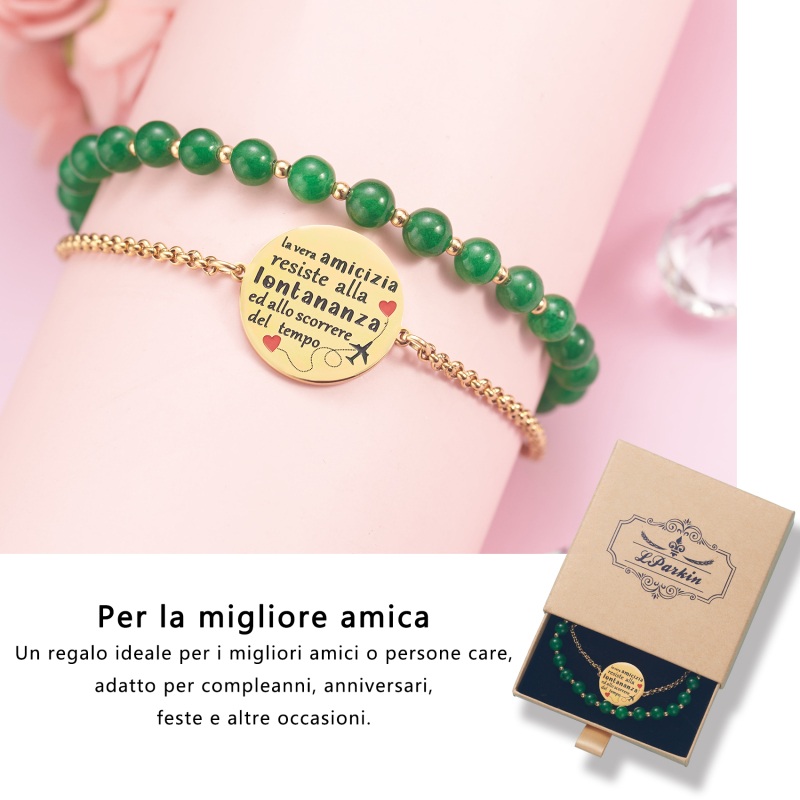 LParkin Bracciale Amicizia Acciaio Inox Regolabile, Regalo Amica Originale Compleanno Laurea Amicizia Gioielli