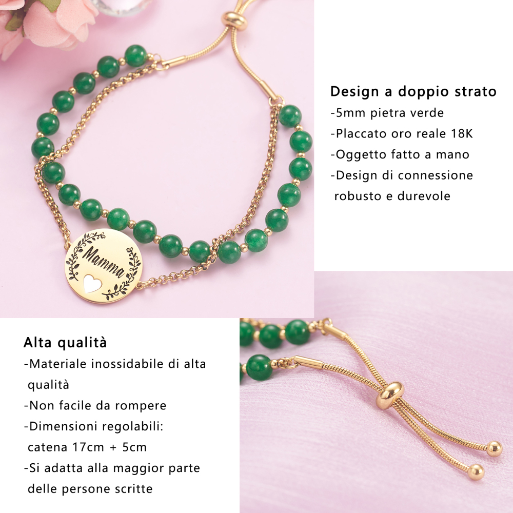 LParkin Bracciale Mamma Acciaio Inox Regolabile, Regali Mamma Originale, Regalo Compleanno Festa Della Mamma Natale