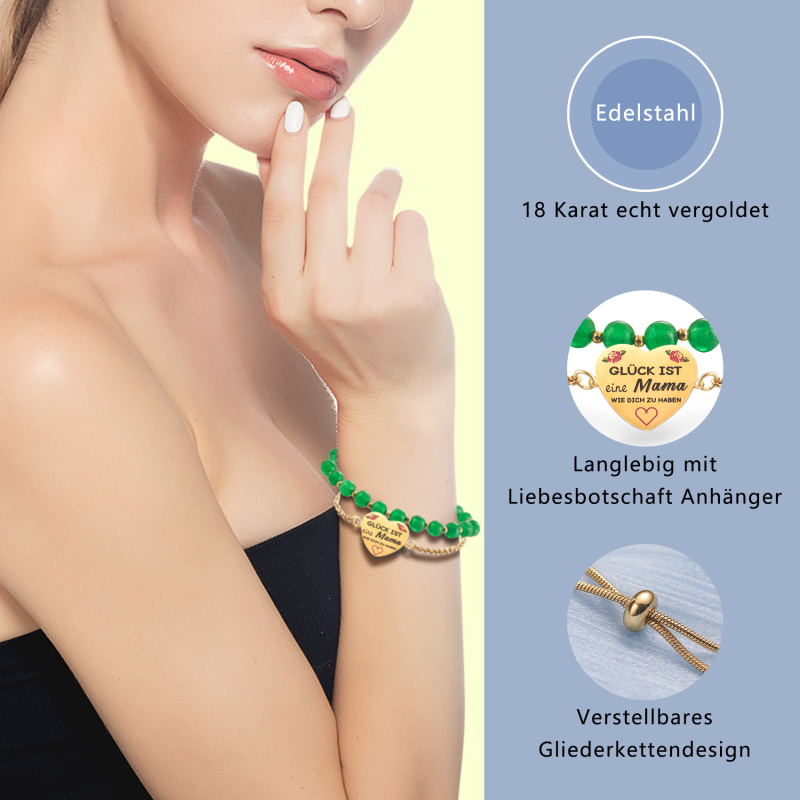 LParkin Doppelt Geperlt Mutter Armband Rostfreier Stahl Einstellbar, Personalisiert Geschenke für Mama, Geburtstagsgeschenk, Muttertagsgeschenk, Gold