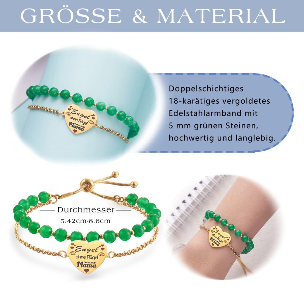 LParkin Doppelt Geperlt Mutter Armband Rostfreier Stahl Einstellbar, Personalisiert Geschenke für Mama, Geburtstagsgeschenk, Muttertagsgeschenk, Gold