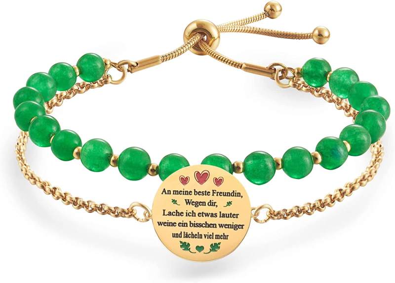 LParkin Double Pearl Bracelet Best Friend Stainless Steel Adjustable Best Friend Birthday Gifts Personalised Men Women Gold
