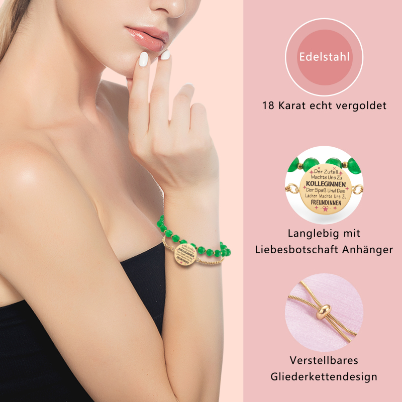 LParkin Doppelt Geperlt Armband Beste Freundin Rostfreier Stahl Einstellbar, Beste Freundin Geburtstag Geschenke Personalisierte Männer Frauen, Gold