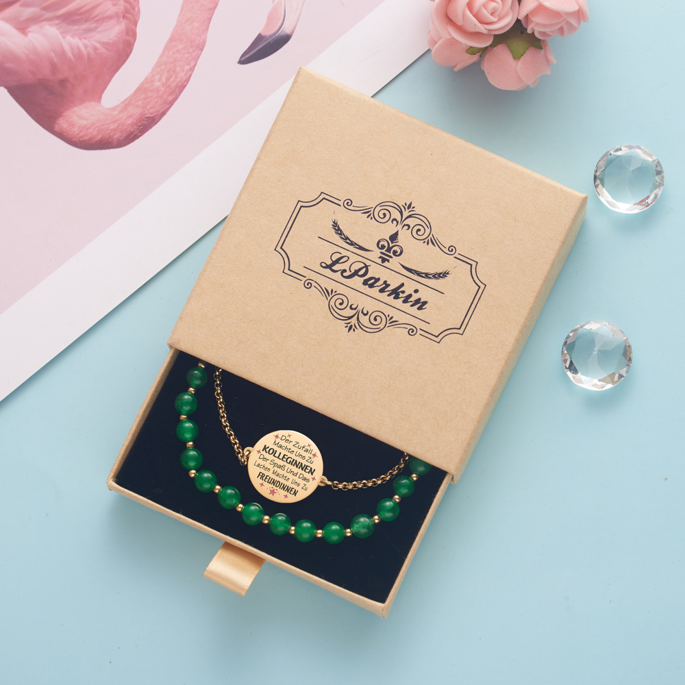 LParkin Doppelt Geperlt Armband Beste Freundin Rostfreier Stahl Einstellbar, Beste Freundin Geburtstag Geschenke Personalisierte Männer Frauen, Gold