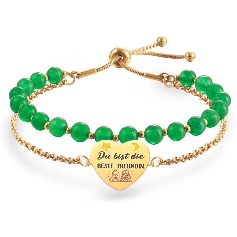 LParkin Doppelt Geperlt Armband Beste Freundin Rostfreier Stahl Einstellbar, Beste Freundin Geburtstag Geschenke Personalisierte Männer Frauen, Gold