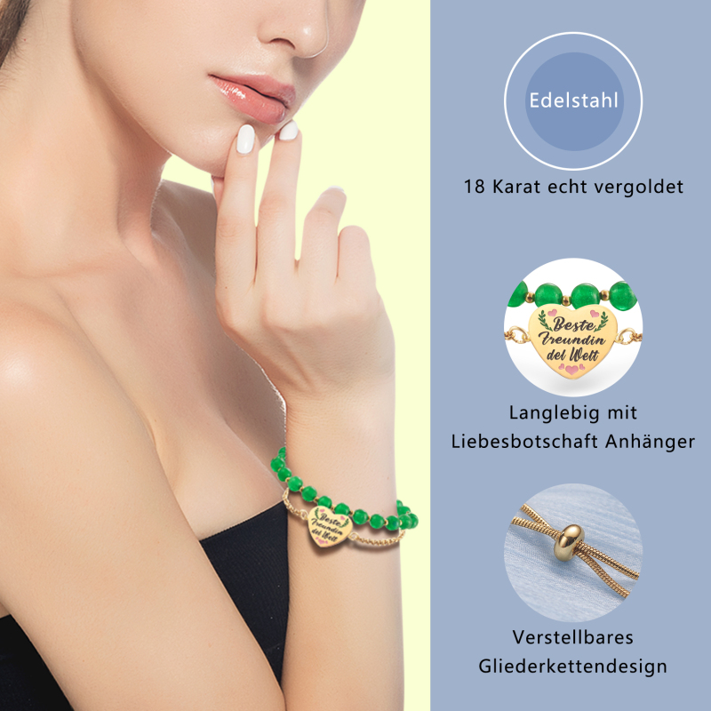 LParkin Doppelt Geperlt Armband Beste Freundin Rostfreier Stahl Einstellbar, Beste Freundin Geburtstag Geschenke Personalisierte Männer Frauen, Gold