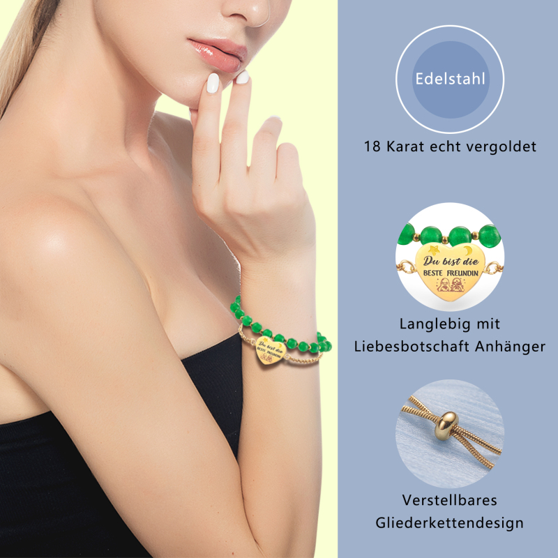 LParkin Doppelt Geperlt Armband Beste Freundin Rostfreier Stahl Einstellbar, Beste Freundin Geburtstag Geschenke Personalisierte Männer Frauen, Gold