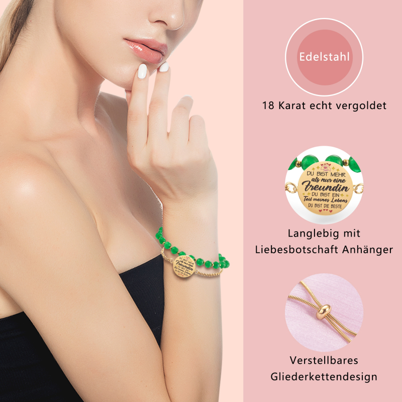 LParkin Doppelt Geperlt Armband Beste Freundin Rostfreier Stahl Einstellbar, Beste Freundin Geburtstag Geschenke Personalisierte Männer Frauen, Gold