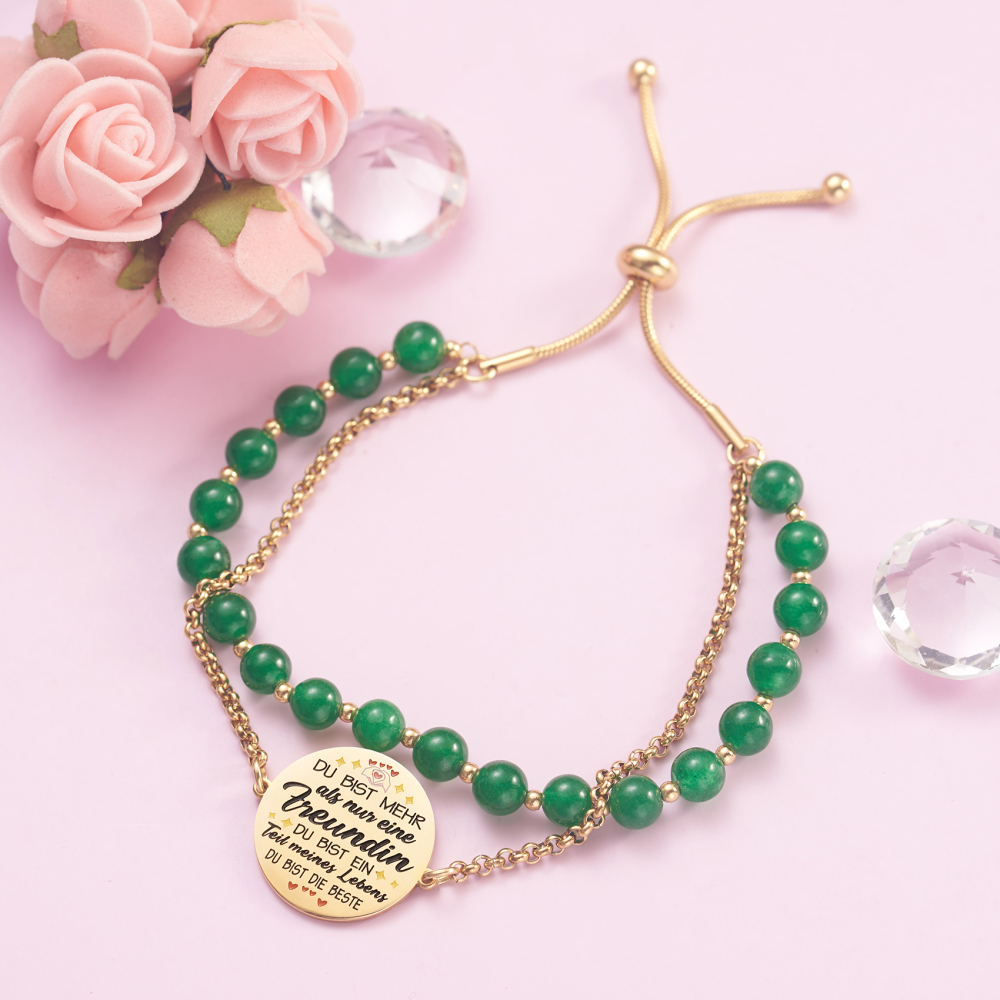 LParkin Doppelt Geperlt Armband Beste Freundin Rostfreier Stahl Einstellbar, Beste Freundin Geburtstag Geschenke Personalisierte Männer Frauen, Gold