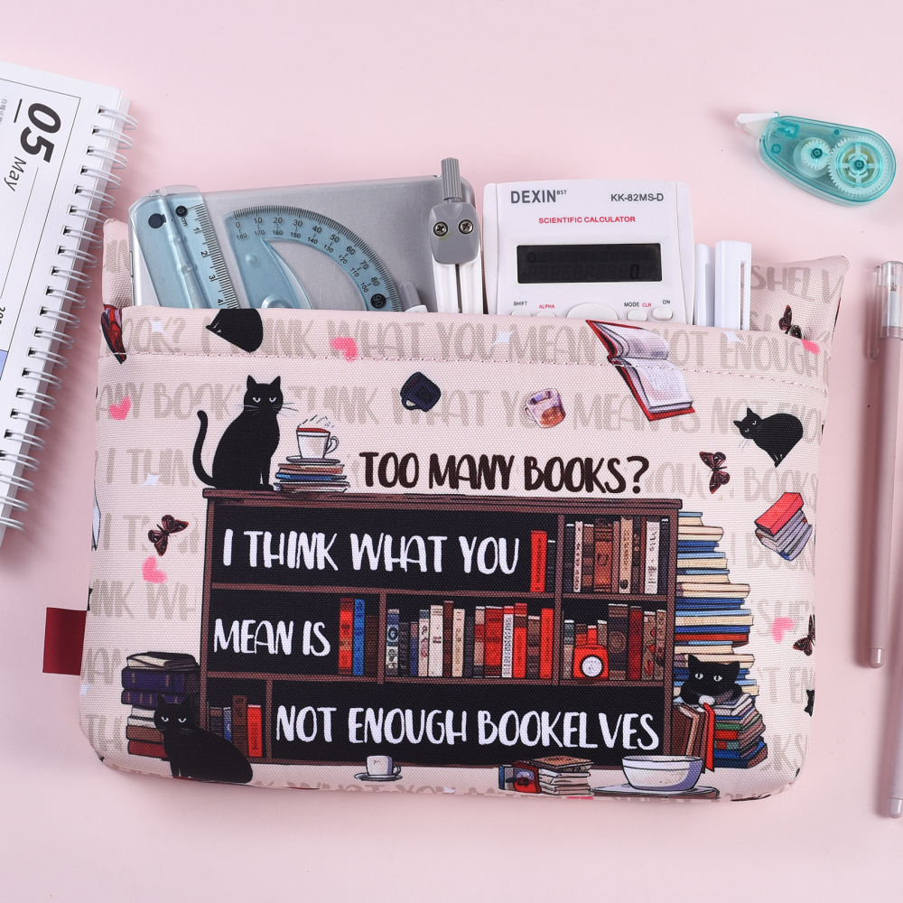 LParkin Book Sleeve with Zipper for Book Lovers Protector Cover with Padded Washable Fabric Medium 11 Inch X 9 Inch (So Many Books So Little Time)