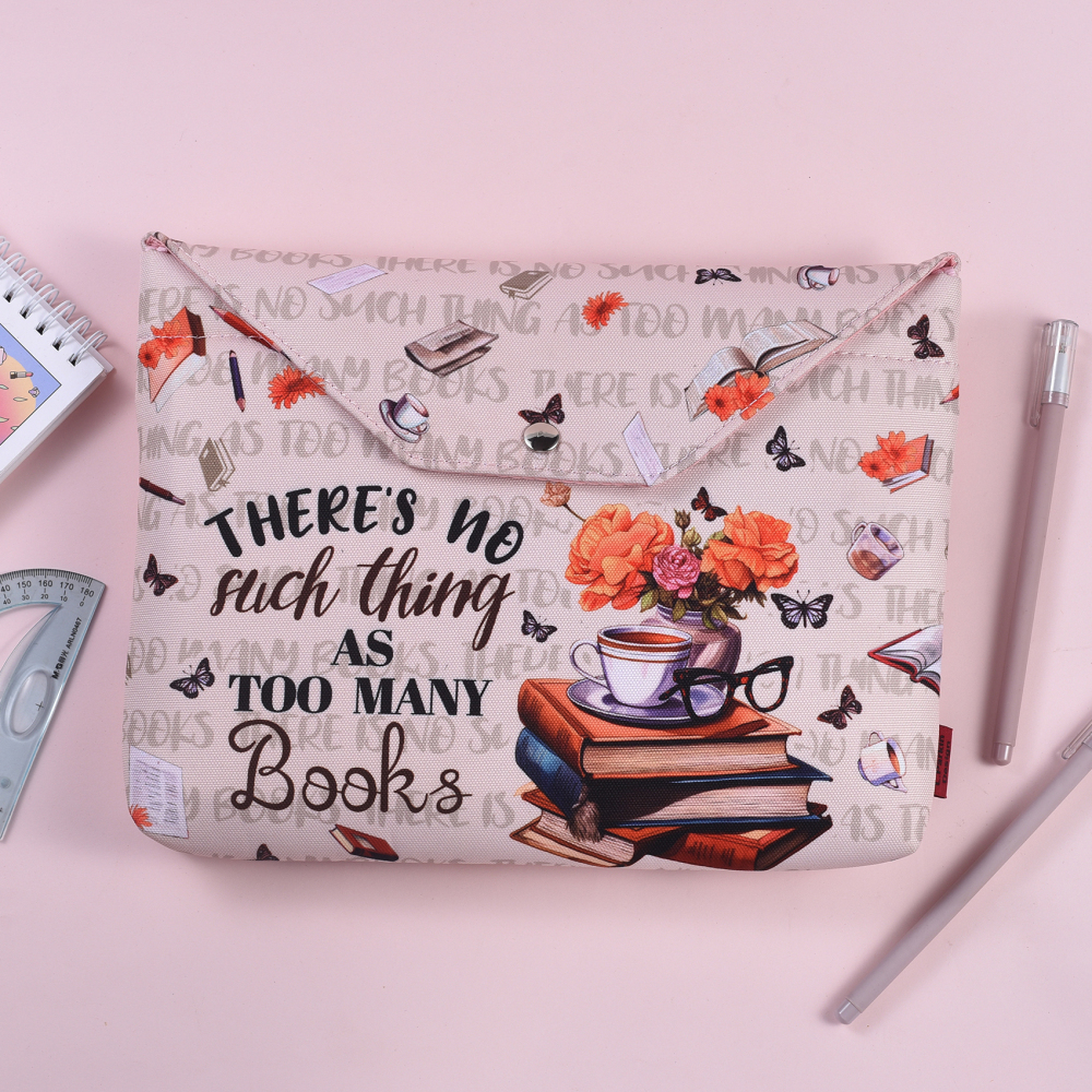 LParkin Book Sleeve with Zipper for Book Lovers Protector Cover with Padded Washable Fabric Medium 11 Inch X 9 Inch (So Many Books So Little Time)