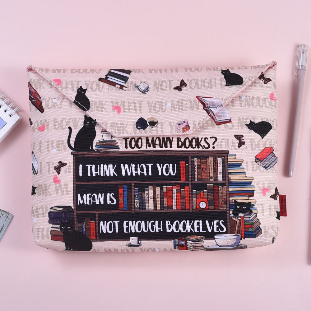 LParkin Book Sleeve with Zipper for Book Lovers Protector Cover with Padded Washable Fabric Medium 11 Inch X 9 Inch (So Many Books So Little Time)