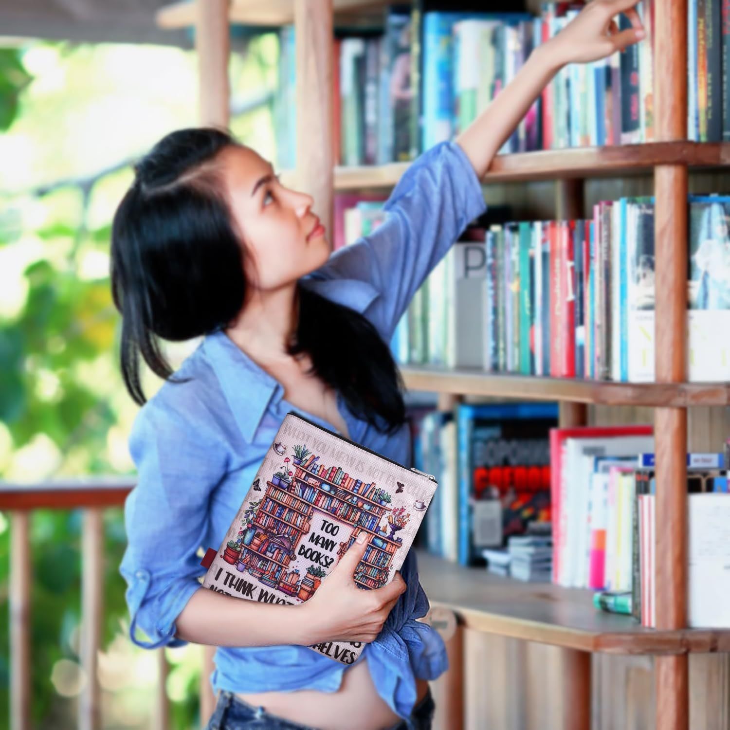 LParkin Book Sleeve for Paperbacks with Zipper Too Many Books I Think What You Mean is Not Enough Bookshelves Book Lover Gift