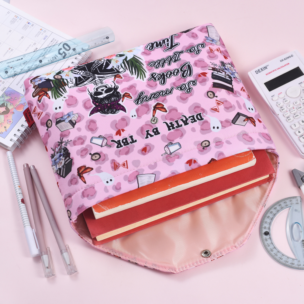 LParkin Book Sleeve with Zipper for Book Lovers Protector Cover with Padded Washable Fabric Medium 11 Inch X 9 Inch (So Many Books So Little Time)