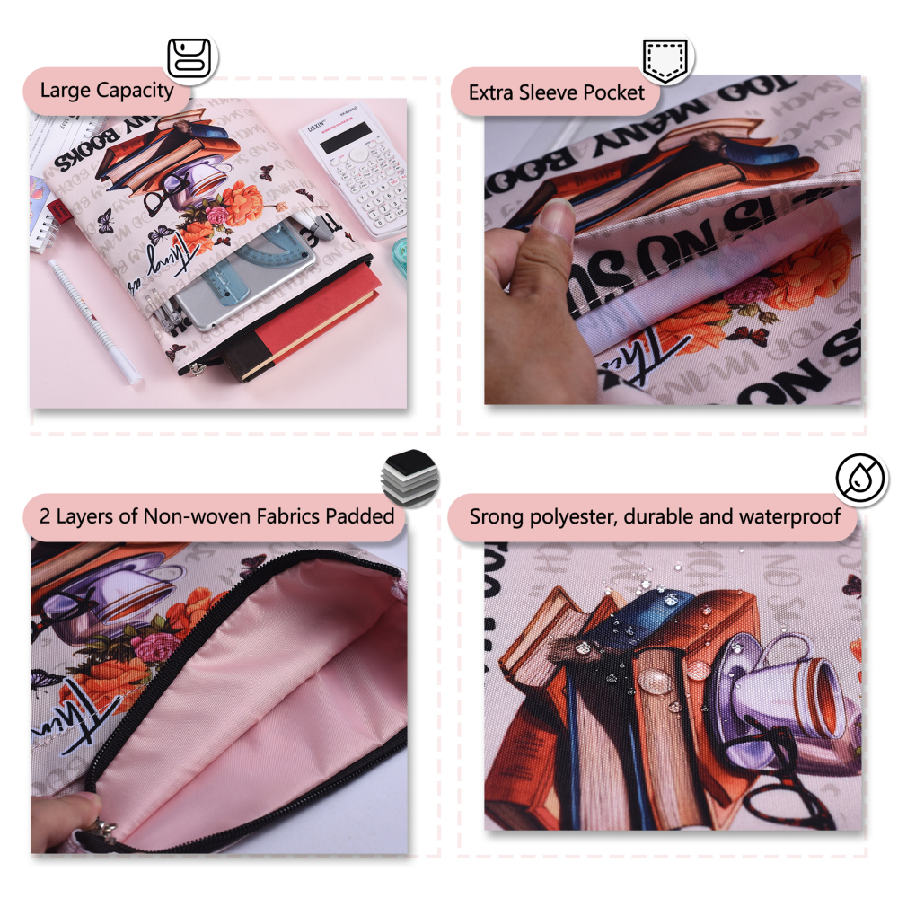 LParkin Book Sleeve for Paperbacks with Zipper Too Many Books I Think What You Mean is Not Enough Bookshelves Book Lover Gift