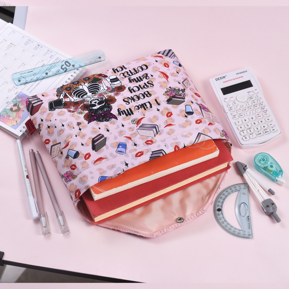 LParkin Book Sleeve with Zipper for Book Lovers Protector Cover with Padded Washable Fabric Medium 11 Inch X 9 Inch (So Many Books So Little Time)