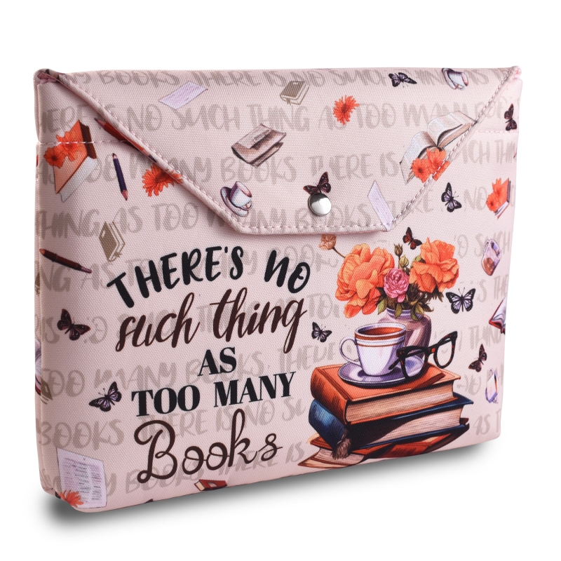 LParkin Book Sleeve with Zipper for Book Lovers Protector Cover with Padded Washable Fabric Medium 11 Inch X 9 Inch (So Many Books So Little Time)