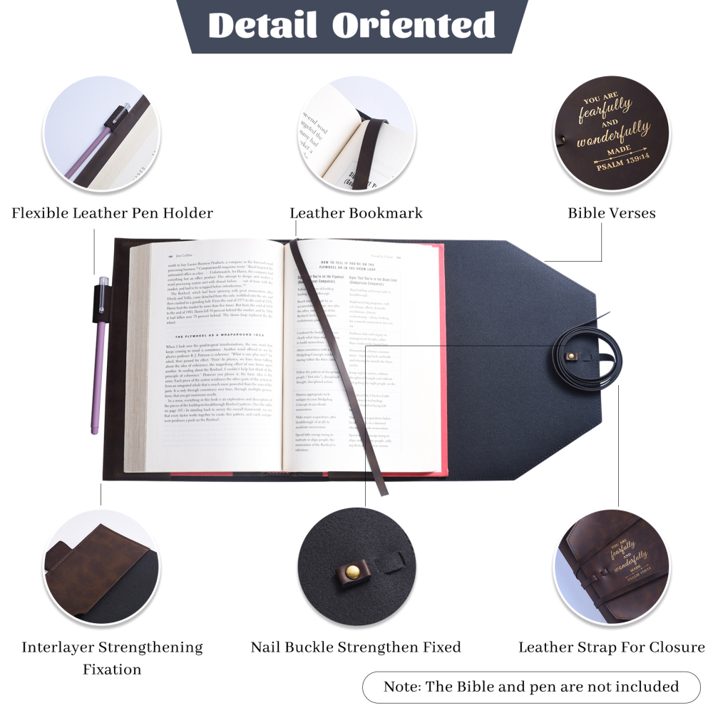 LParkin Leather Bible Cover for Men and Women I CAN DO All Things Through Christ WHO Strengthens Me Bible Wrap Around Strap Bible Cover Gifts