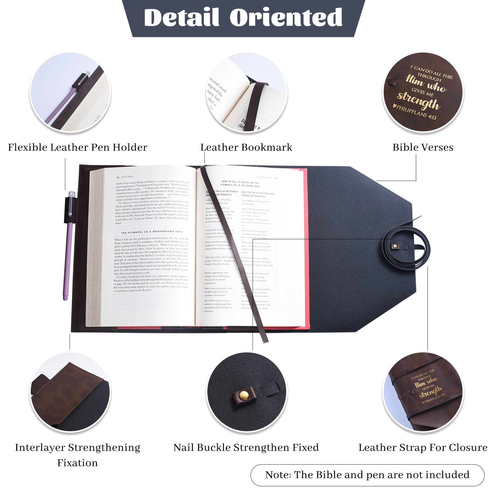 LParkin Leather Bible Cover for Men and Women I CAN DO All Things Through Christ WHO Strengthens Me Bible Wrap Around Strap Bible Cover Gifts