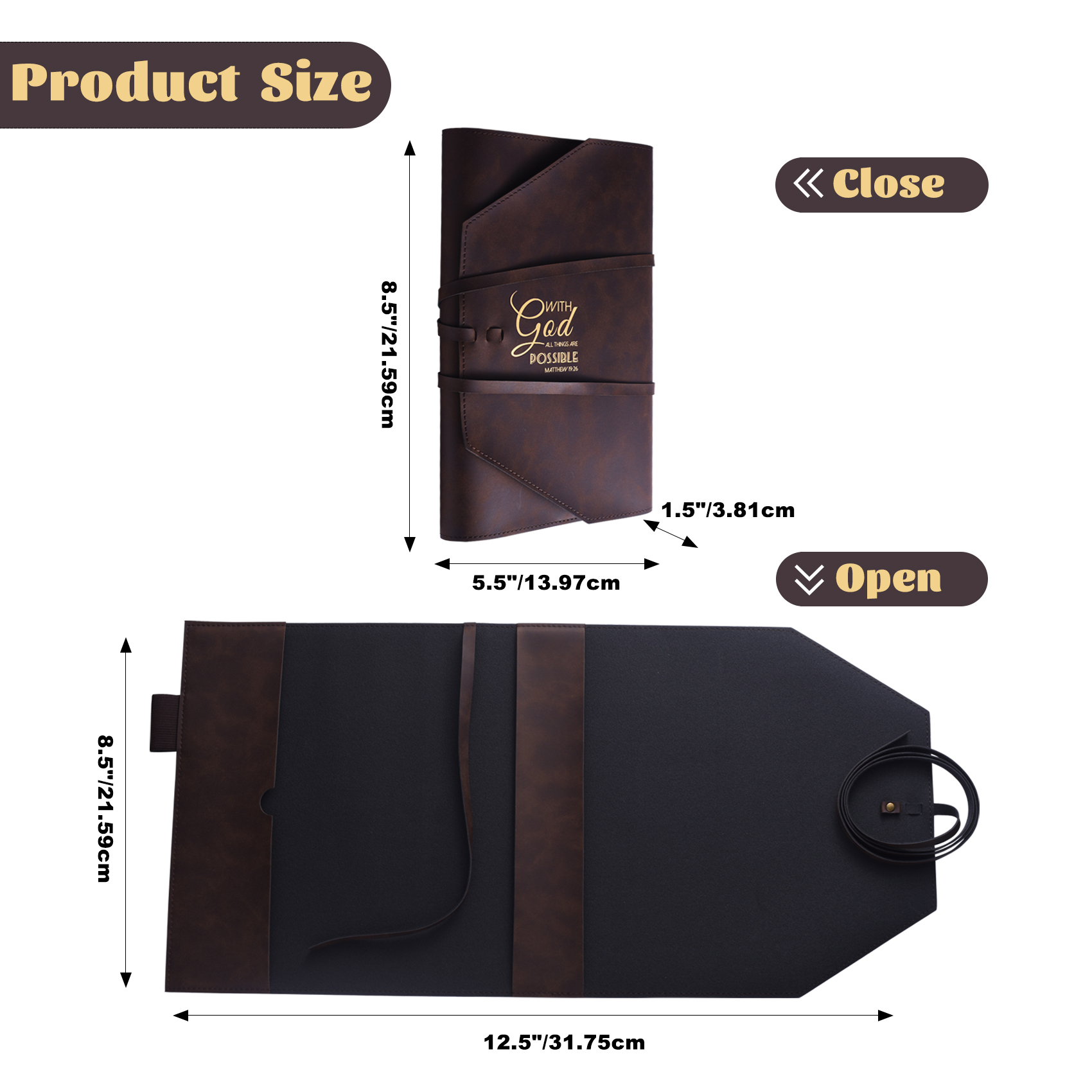 LParkin Leather Bible Cover for Men and Women I CAN DO All Things Through Christ WHO Strengthens Me Bible Wrap Around Strap Bible Cover Gifts