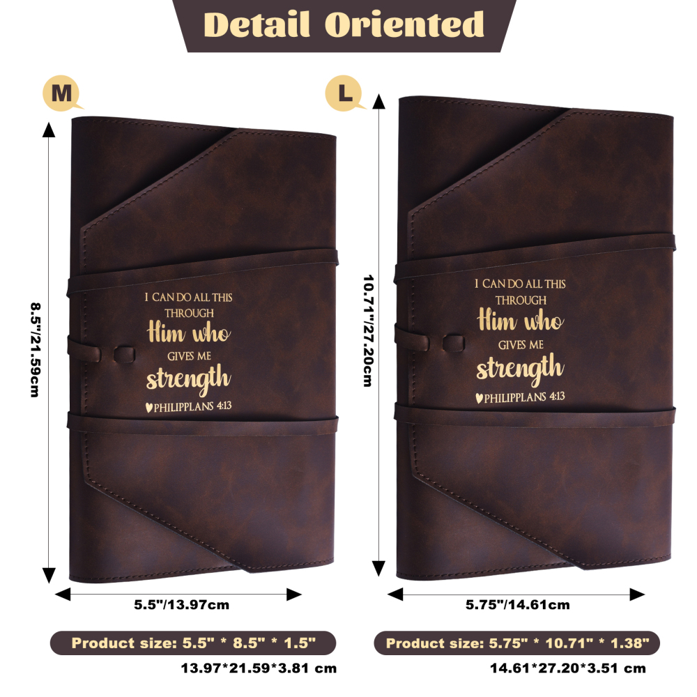 LParkin Leather Bible Cover for Men and Women I CAN DO All Things Through Christ WHO Strengthens Me Bible Wrap Around Strap Bible Cover Gifts