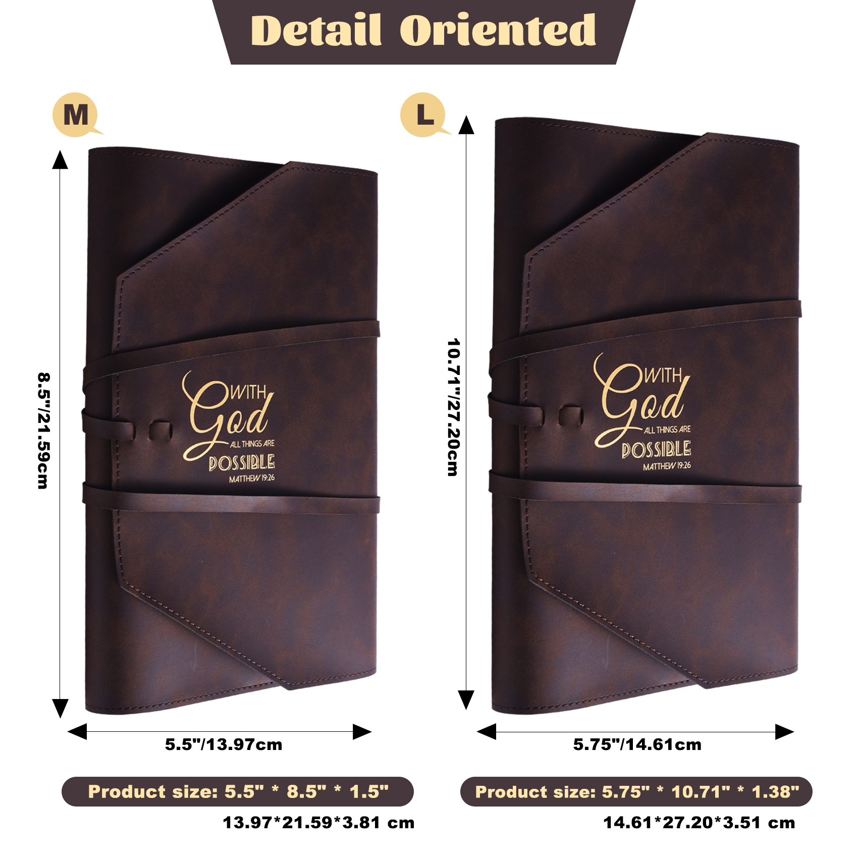 LParkin Leather Bible Cover for Men and Women I CAN DO All Things Through Christ WHO Strengthens Me Bible Wrap Around Strap Bible Cover Gifts