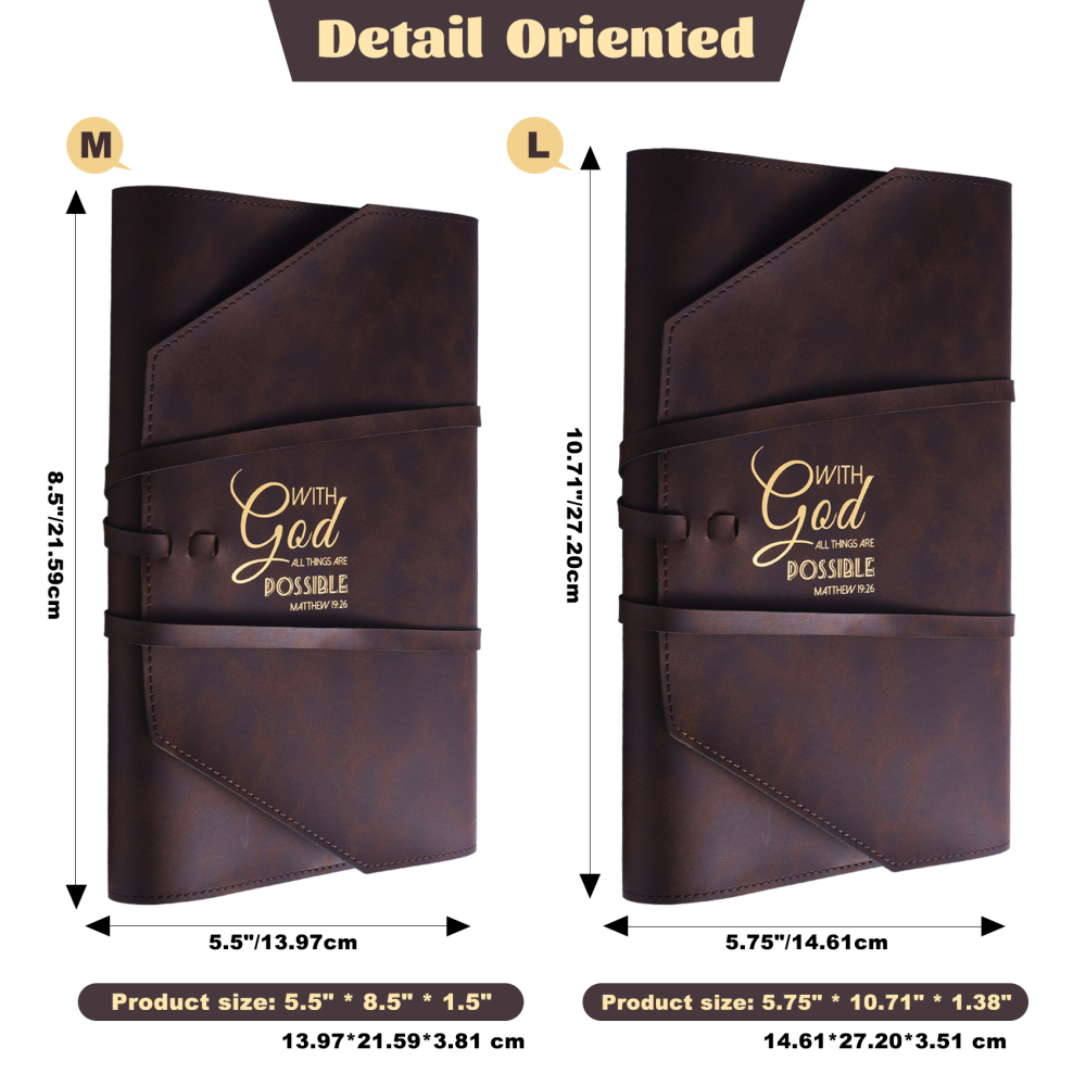 LParkin Leather Bible Cover for Men and Women I CAN DO All Things Through Christ WHO Strengthens Me Bible Wrap Around Strap Bible Cover Gifts