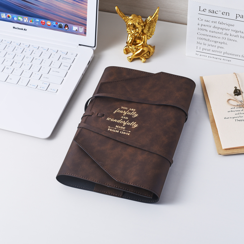 LParkin Leather Bible Cover for Men and Women I CAN DO All Things Through Christ WHO Strengthens Me Bible Wrap Around Strap Bible Cover Gifts