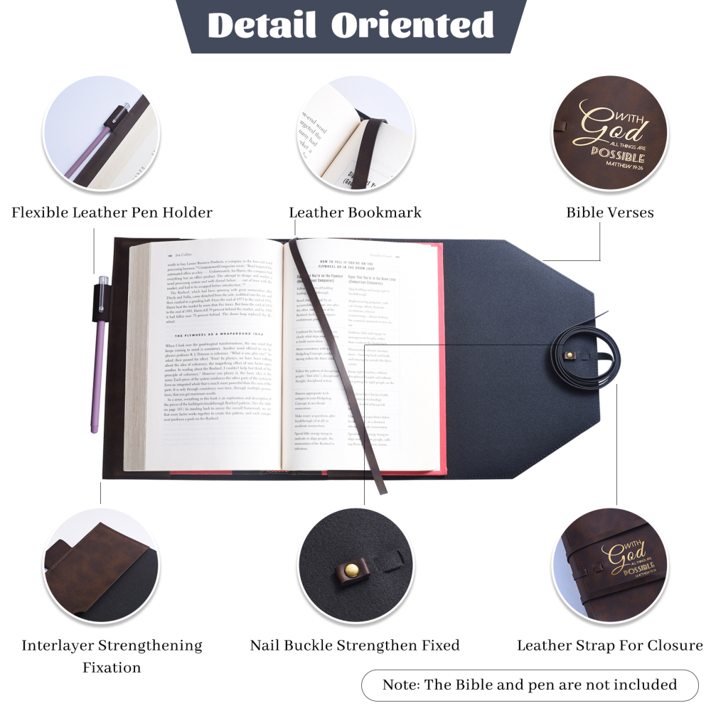 LParkin Leather Bible Cover for Men and Women I CAN DO All Things Through Christ WHO Strengthens Me Bible Wrap Around Strap Bible Cover Gifts