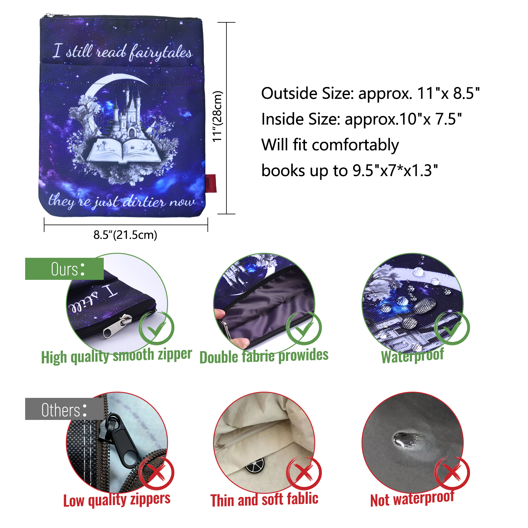 LParkin Book Sleeve I Still Read Fairytales They're Just Spicier/ Darker/ Dirtier Now Spicy Booktok Bookish Waterproof Paperback Book Protector Romance Reader Book Club Smut Reader Bibliophile