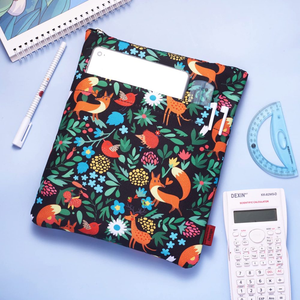 Book Sleeve with Zipper Fox Book Cover Medium Book Sleeves Teen Gift (Medium)