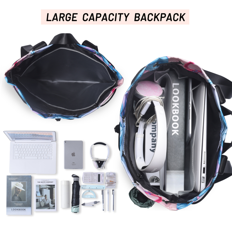 LParkin Drawstring Gym Bag with Handle, Kids Waterproof Swimming Beach Backpack with Dry-Wet Separation, Sports Gym Bag Beach Bags with Wide Straps