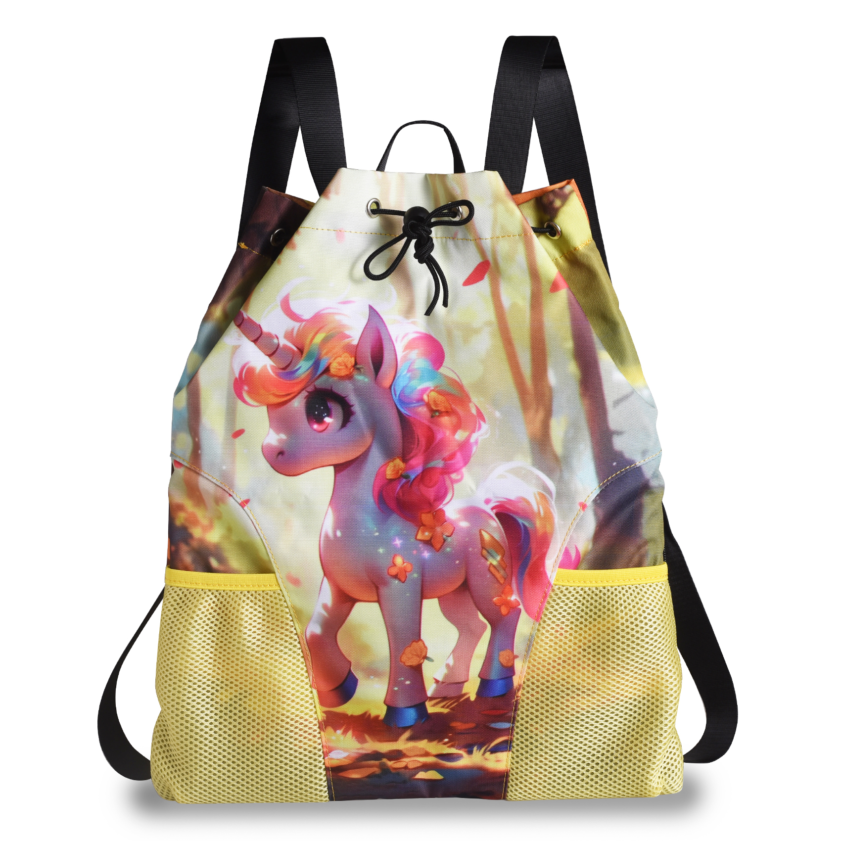 LParkin Drawstring Gym Bag with Handle, Kids Waterproof Swimming Beach Backpack with Dry-Wet Separation, Sports Gym Bag Beach Bags with Wide Straps
