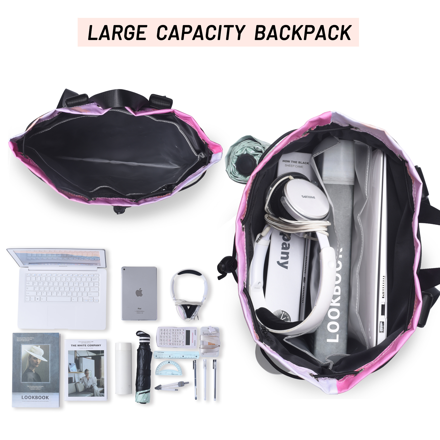 LParkin Drawstring Gym Bag with Handle, Kids Waterproof Swimming Beach Backpack with Dry-Wet Separation, Sports Gym Bag Beach Bags with Wide Straps
