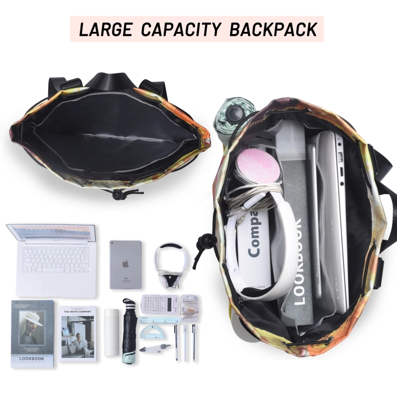 LParkin Drawstring Gym Bag with Handle, Kids Waterproof Swimming Beach Backpack with Dry-Wet Separation, Sports Gym Bag Beach Bags with Wide Straps