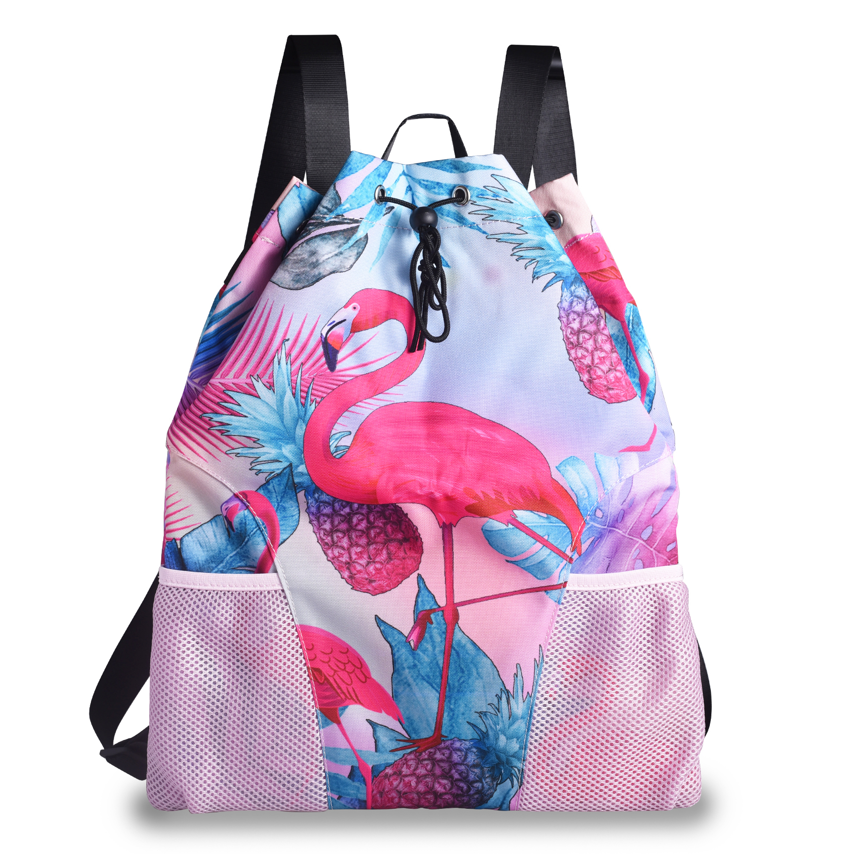 LParkin Drawstring Gym Bag with Handle, Kids Waterproof Swimming Beach Backpack with Dry-Wet Separation, Sports Gym Bag Beach Bags with Wide Straps
