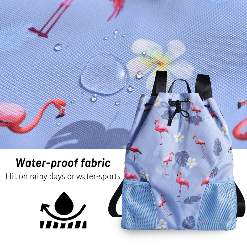 LParkin Drawstring Gym Bag with Handle, Kids Waterproof Swimming Beach Backpack with Dry-Wet Separation, Sports Gym Bag Beach Bags with Wide Straps