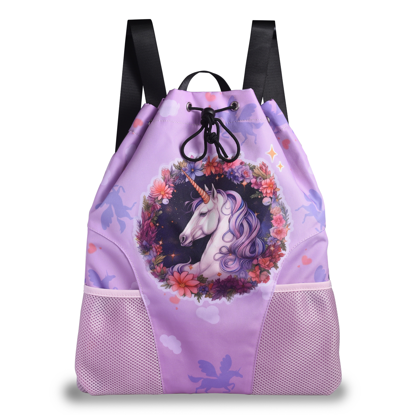 LParkin Drawstring Gym Bag with Handle, Kids Waterproof Swimming Beach Backpack with Dry-Wet Separation, Sports Gym Bag Beach Bags with Wide Straps