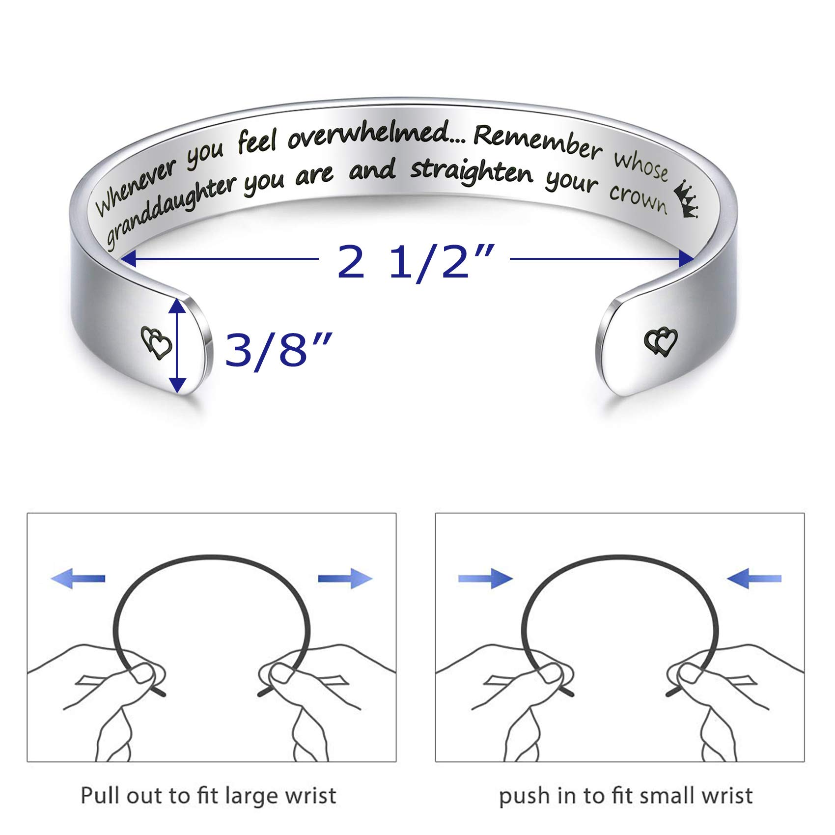 LParkin Inspirational Gifts Women Bracelet Whenever You Feel Overwhelmed Remember Whose Daughter You are 3/8” 6” Stainless Steel Polished Finish (Whenever You Feel Overwhelmed - Daughter)
