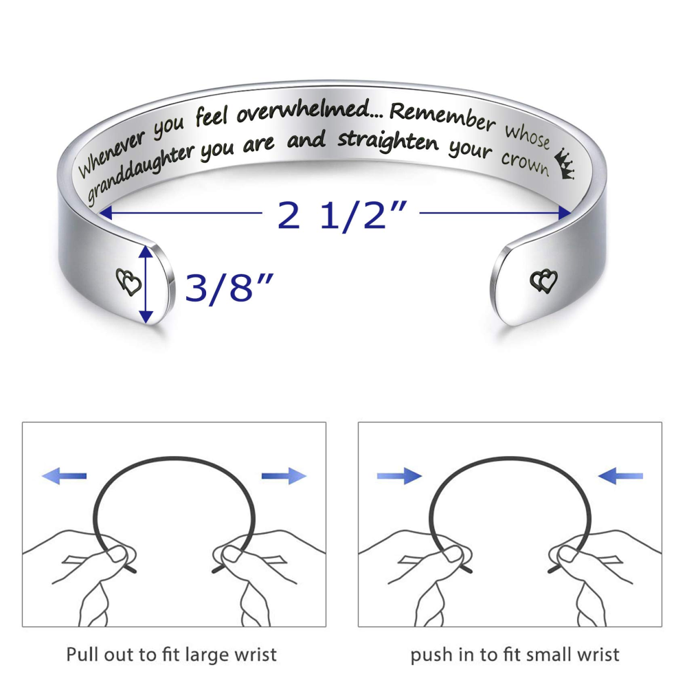 LParkin Inspirational Gifts Women Bracelet Whenever You Feel Overwhelmed Remember Whose Daughter You are 3/8” 6” Stainless Steel Polished Finish (Whenever You Feel Overwhelmed - Daughter)