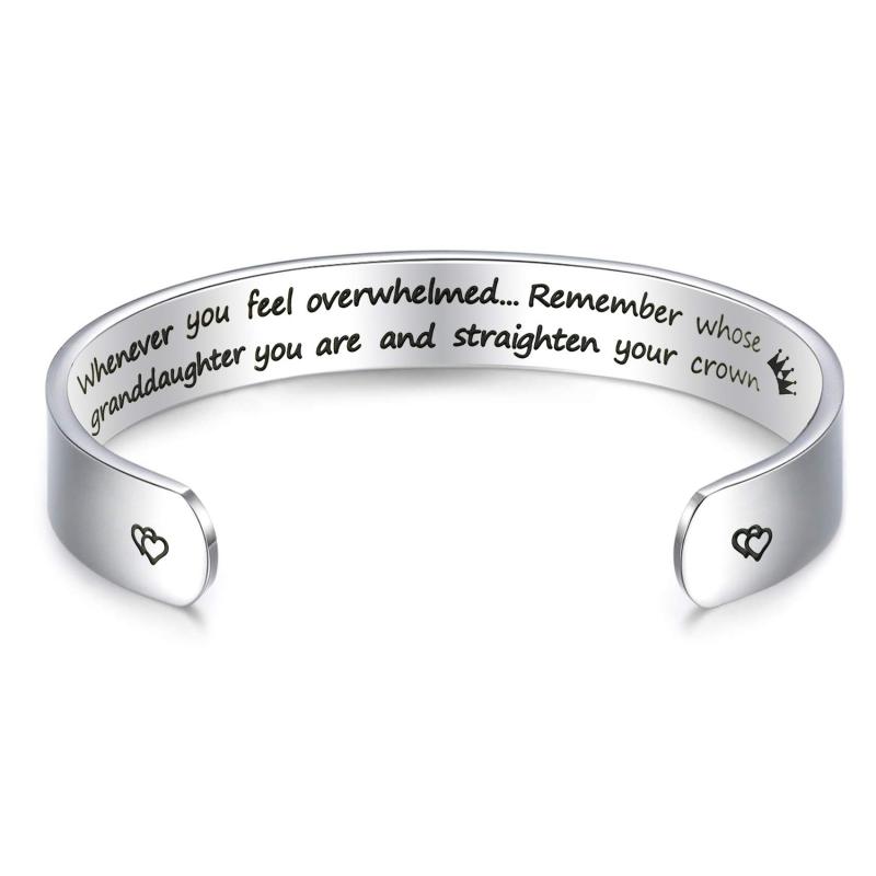 LParkin Inspirational Gifts Women Bracelet Whenever You Feel Overwhelmed Remember Whose Daughter You are 3/8” 6” Stainless Steel Polished Finish (Whenever You Feel Overwhelmed - Daughter)