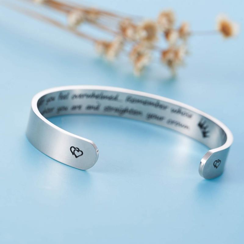 LParkin Inspirational Gifts Women Bracelet Whenever You Feel Overwhelmed Remember Whose Daughter You are 3/8” 6” Stainless Steel Polished Finish (Whenever You Feel Overwhelmed - Daughter)
