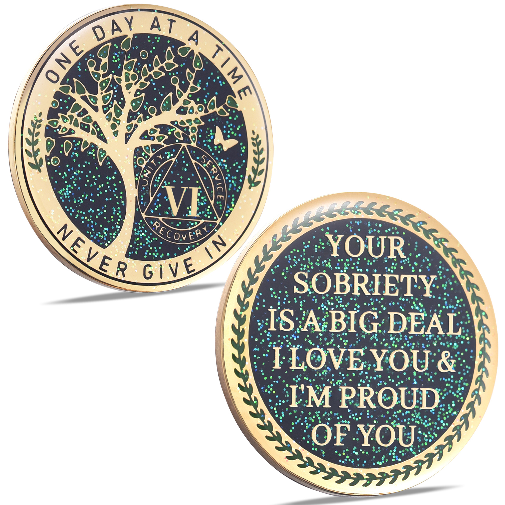 LParkin 6 Year Sobriety Coin, Tree of Life Sobriety Coin, 6 Year AA Coin, Sobriety Gifts for Men and Women, Sober Anniversary Token, Alcoholics Anonymous Medallion