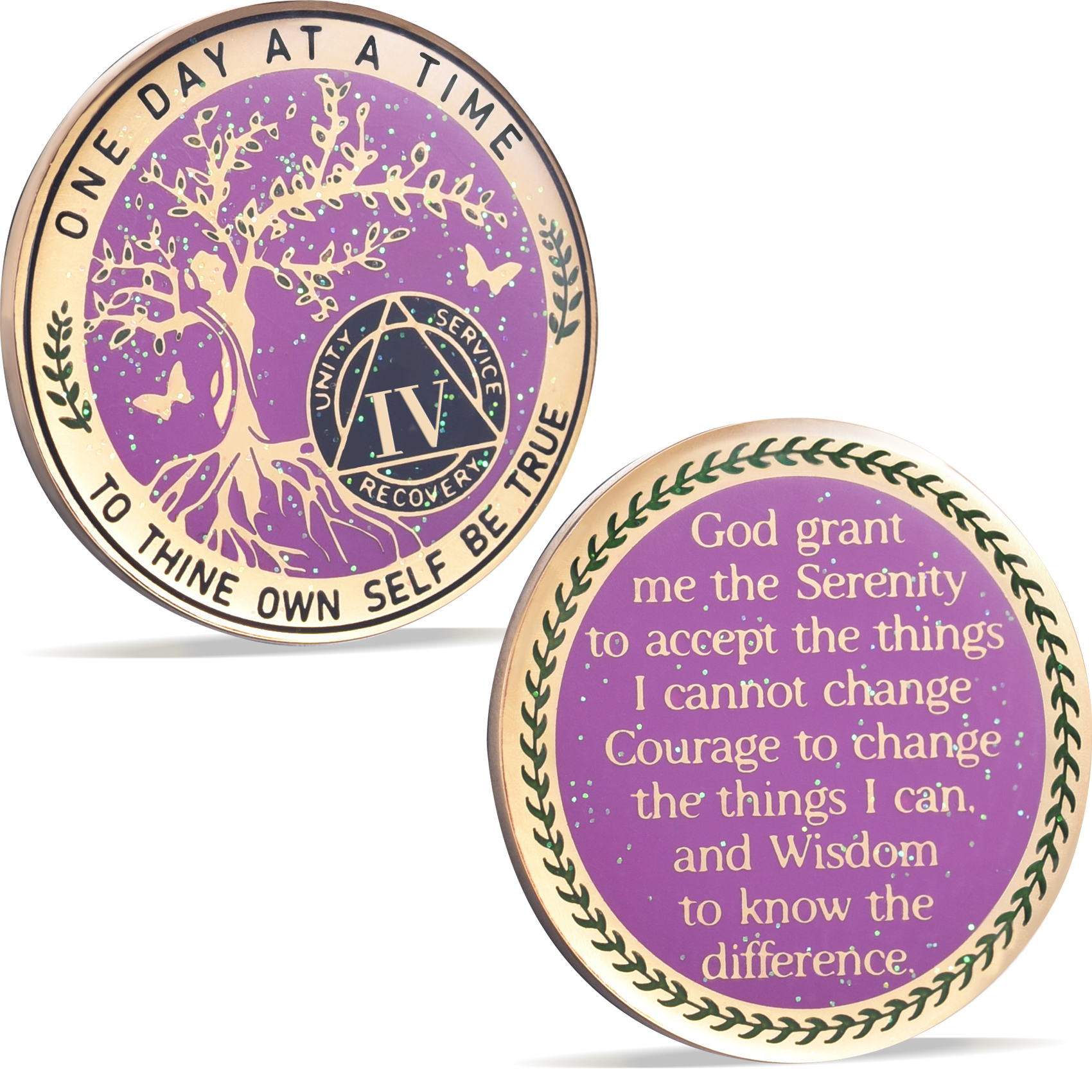 LParkin 3 Year Sobriety Coin, Tree of Life AA Medallion, Inspirational Recovery Coin, Alcoholics Anonymous Medallion Sobriety Gifts for Women