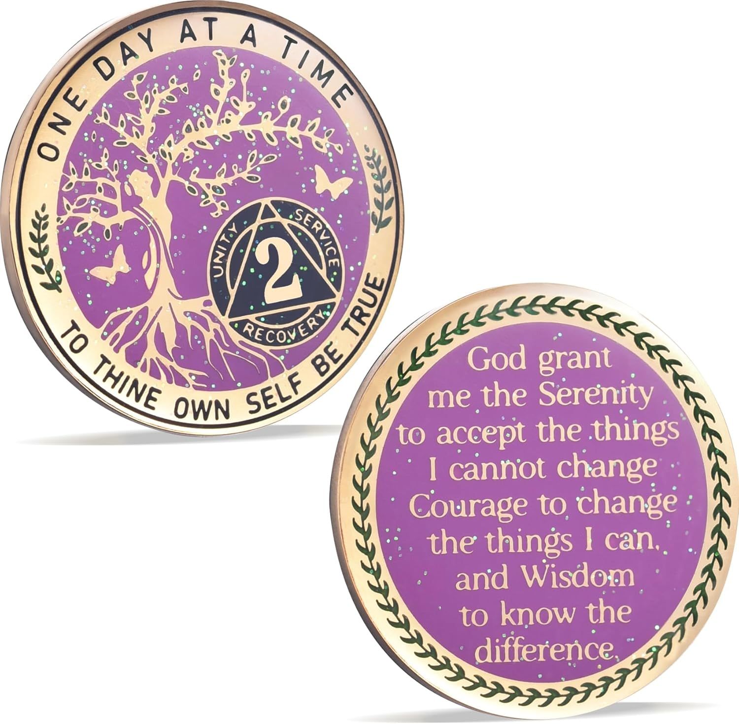 LParkin 2 Year Sobriety Coin, Tree of Life Sobriety Coin, AA Chips and Medallions, Sobriety Gifts for Women, Alcoholics Anonymous Medallion